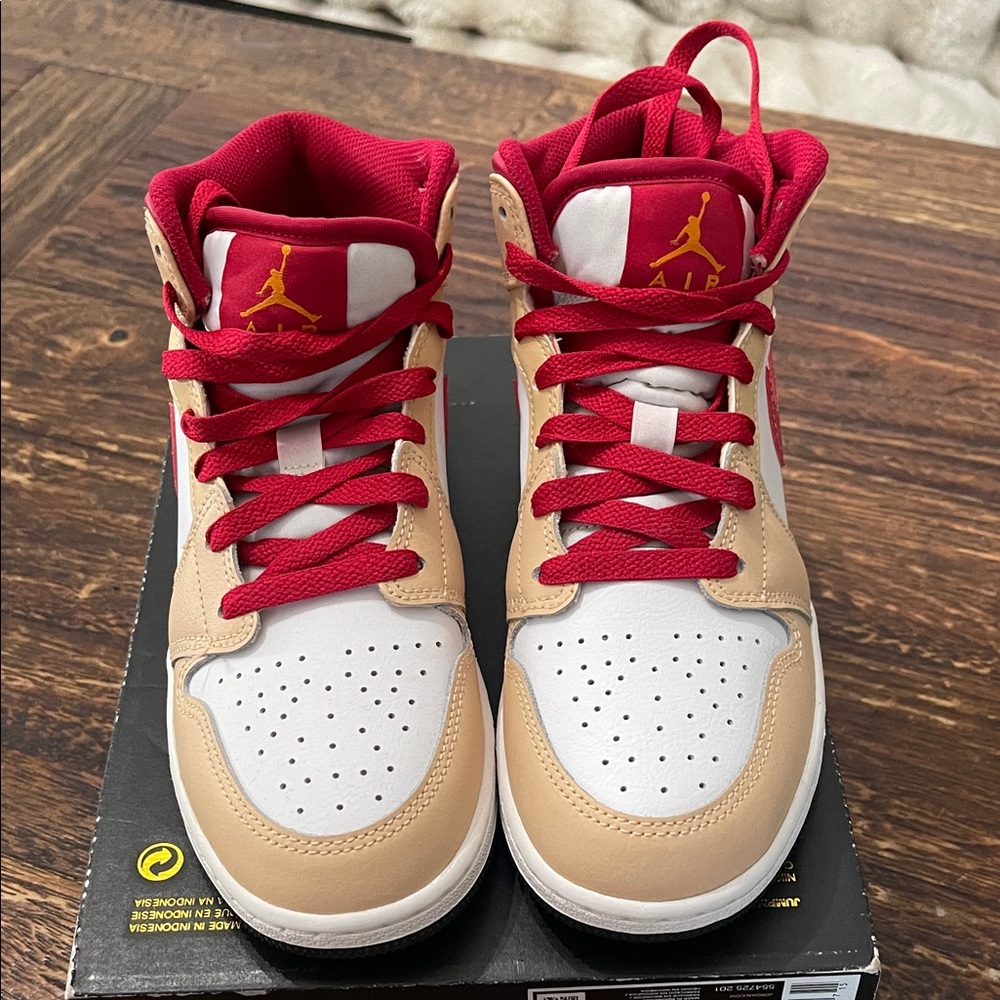 Jordan Kids' Sneakers in Red, Tan, and White